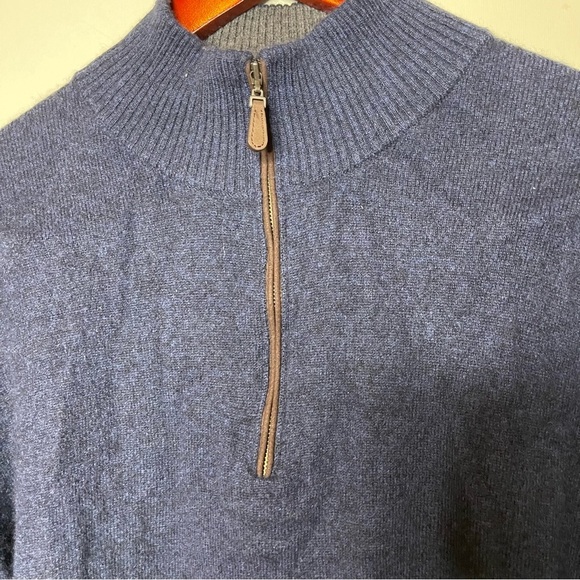 KINROSS Navy Blue Cashmere Quarter Zip Pullover sz L - Picture 5 of 6